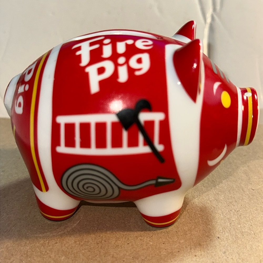 Ritzenhoff Mini Piggy Bank Porcelain Pig/Fire Fighter Klaus Meinhardt